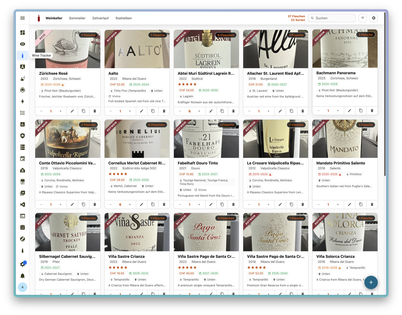 Wine Tracker Screenshot